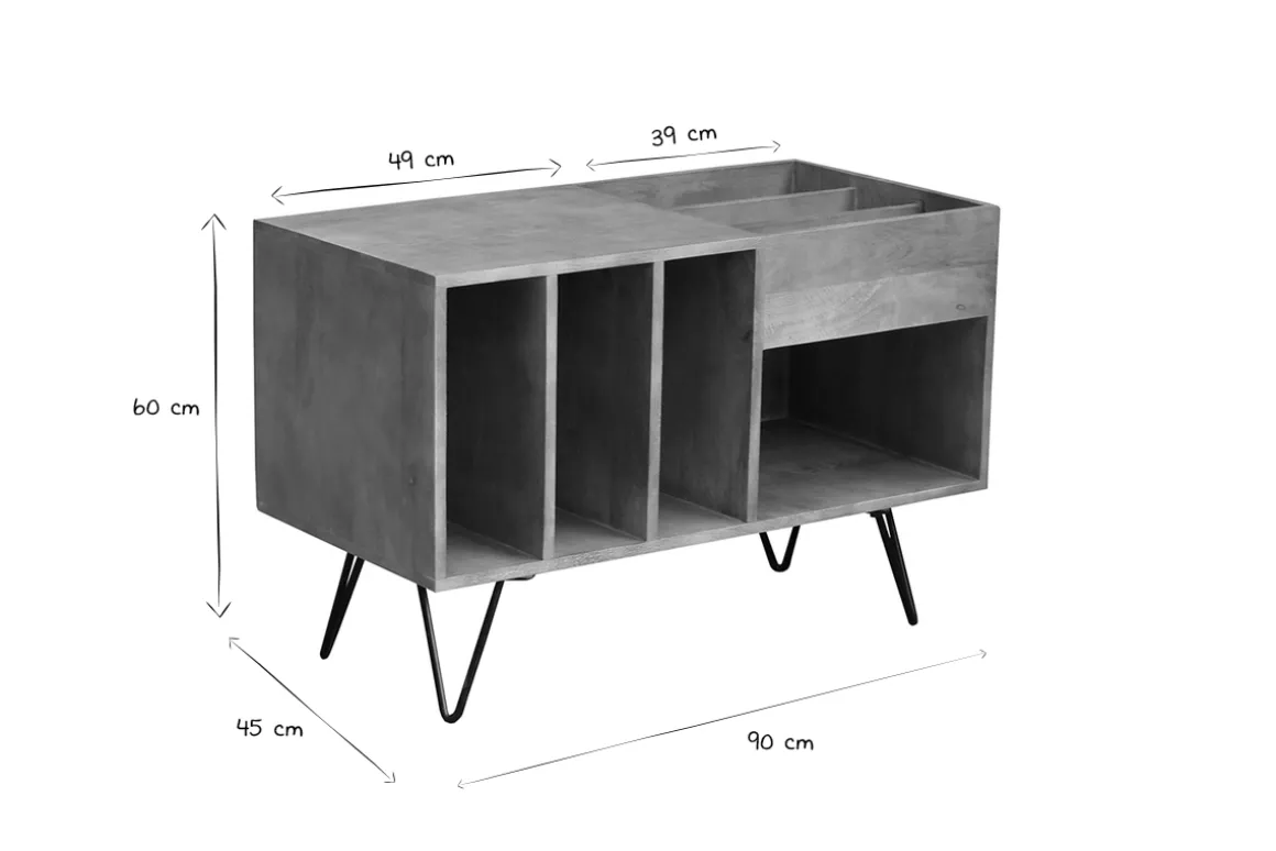 Sale Miliboo Aparador de almacenaje de vinilos en madera de mango y metal 90 cm BOOGIE