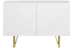 Fashion Miliboo Aparador de diseño blanco y dorado con 2 puertas 107 cm OZEN