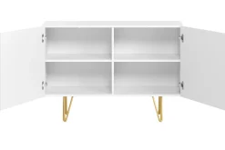 Fashion Miliboo Aparador de diseño blanco y dorado con 2 puertas 107 cm OZEN
