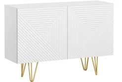Fashion Miliboo Aparador de diseño blanco y dorado con 2 puertas 107 cm OZEN
