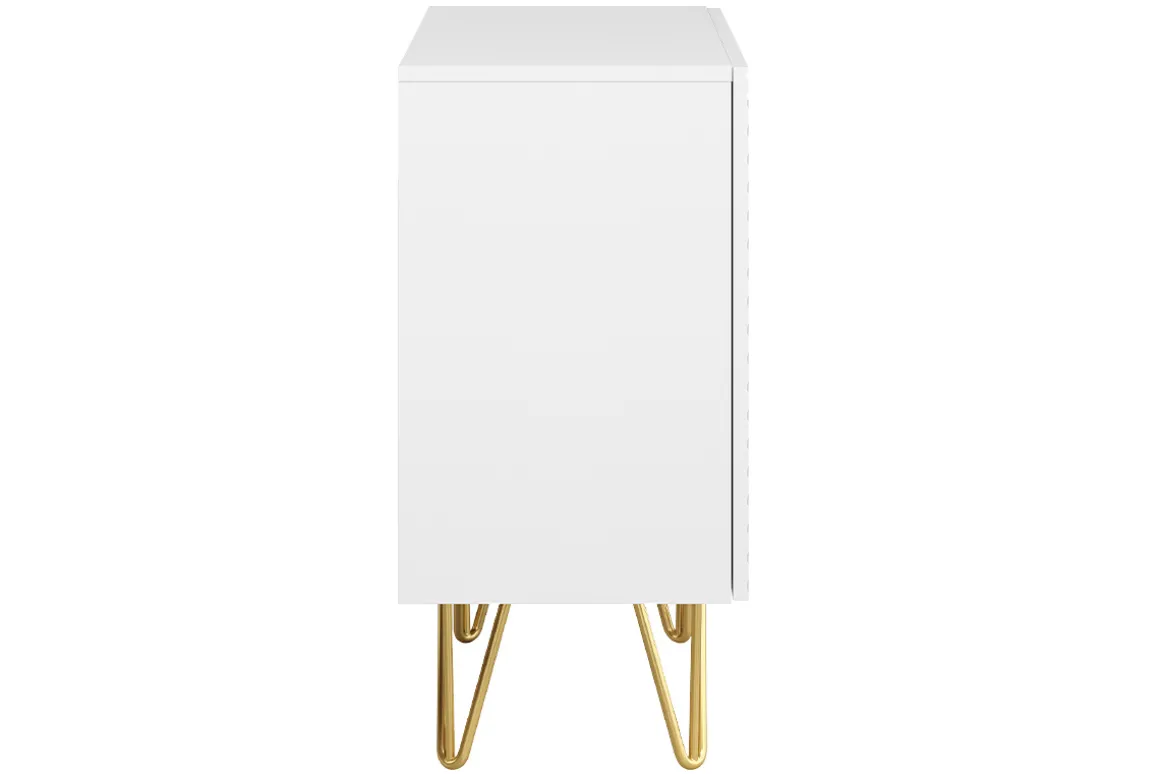 Fashion Miliboo Aparador de diseño blanco y dorado con 2 puertas 107 cm OZEN