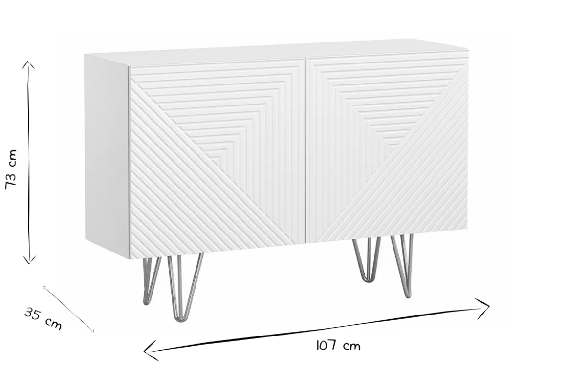 Fashion Miliboo Aparador de diseño blanco y dorado con 2 puertas 107 cm OZEN