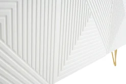 Best Sale Miliboo Aparador de diseño blanco y dorado 160 cm anchura OZEN