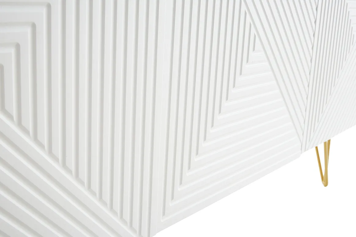 Best Sale Miliboo Aparador de diseño blanco y dorado 160 cm anchura OZEN