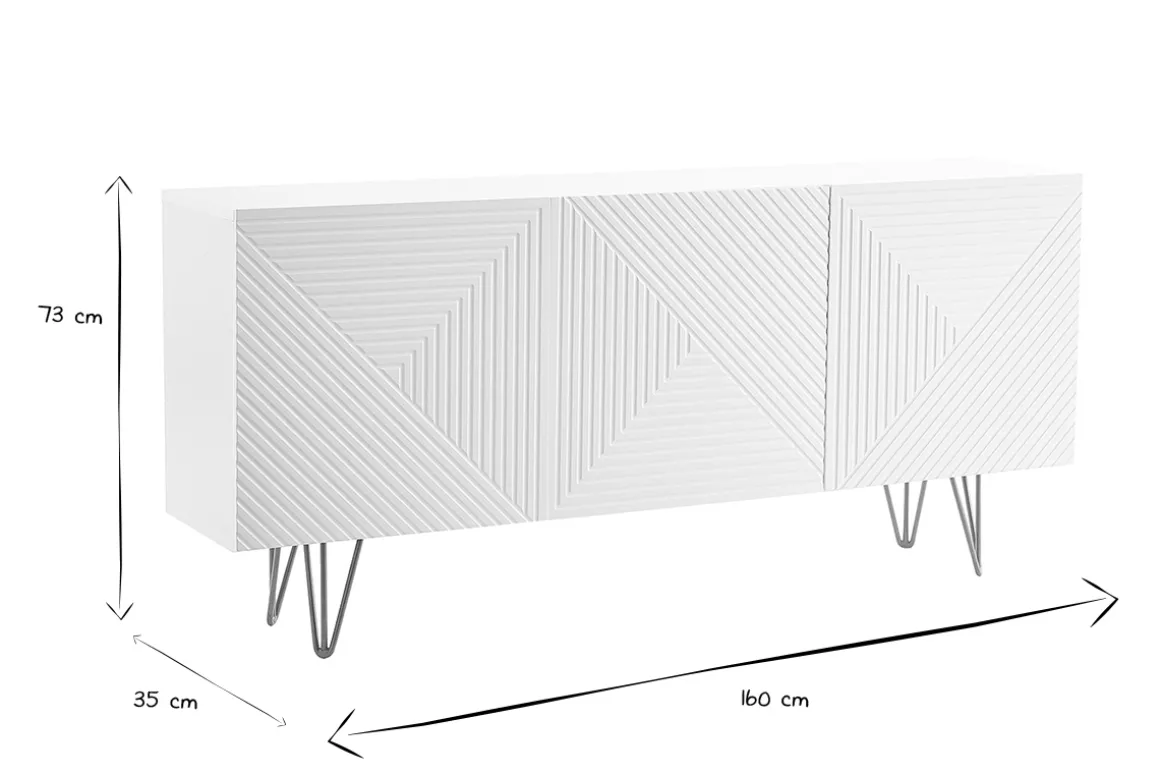Best Sale Miliboo Aparador de diseño blanco y dorado 160 cm anchura OZEN