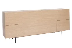 Flash Sale Miliboo Aparador de diseño con acabado roble claro y metal negro con 2 puertas y 4 cajones 180 cm ALASKA