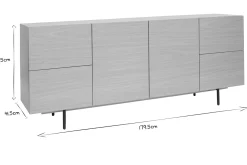 Flash Sale Miliboo Aparador de diseño con acabado roble claro y metal negro con 2 puertas y 4 cajones 180 cm ALASKA