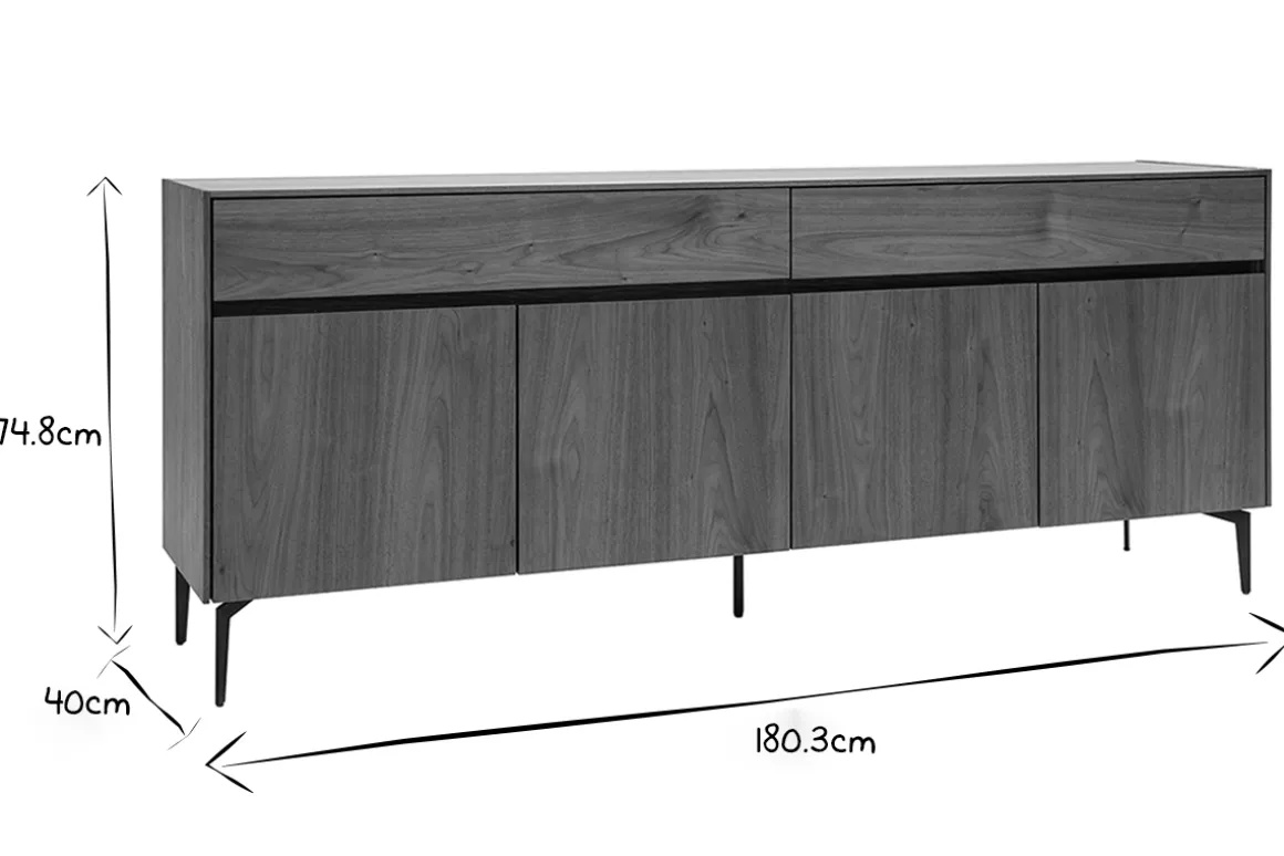 Online Miliboo Aparador de diseño de contrachapado de nogal 180 cm BLISS