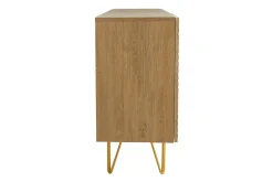 Sale Miliboo Aparador de diseño de madera de roble claro con grabados y metal dorado 3 puertas 160 cm OZEN