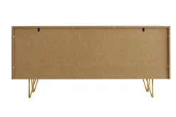 Sale Miliboo Aparador de diseño de madera de roble claro con grabados y metal dorado 3 puertas 160 cm OZEN