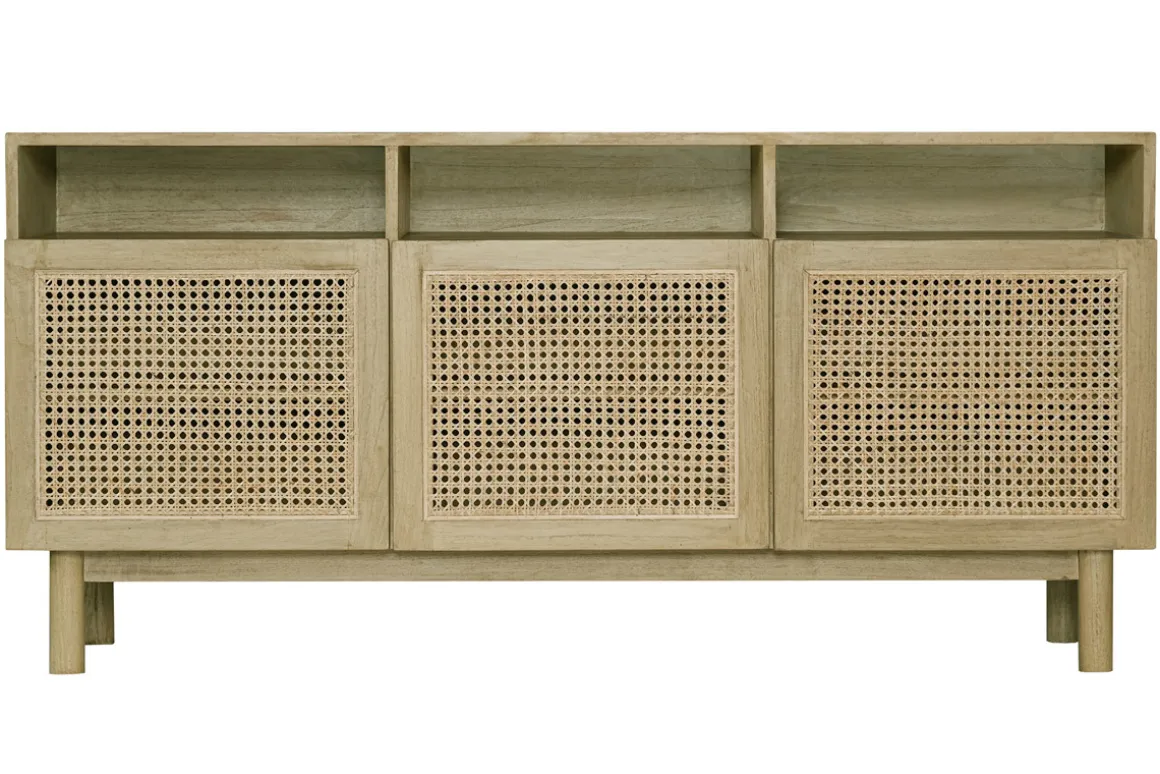 Flash Sale Miliboo Aparador de madera clara y caña de ratán 160 cm GALINA