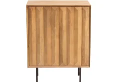 Flash Sale Miliboo Aparador de madera maciza de mango con grabados y metal negro, 2 puertas 70 cm AGRA