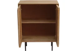 Flash Sale Miliboo Aparador de madera maciza de mango con grabados y metal negro, 2 puertas 70 cm AGRA
