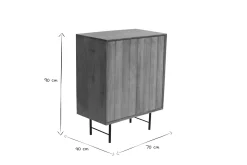 Flash Sale Miliboo Aparador de madera maciza de mango con grabados y metal negro, 2 puertas 70 cm AGRA