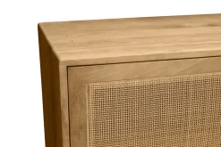 Fashion Miliboo Aparador de madera maciza de mango y ratán con 2 puertas correderas 135 cm ACANGE