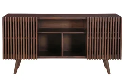 Best Sale Miliboo Aparador de madera maciza de mango oscuro con 2 puertas correderas 140 cm ALBA