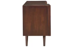 Best Sale Miliboo Aparador de madera maciza de mango oscuro con 2 puertas correderas 140 cm ALBA
