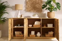 Shop Miliboo Aparador de madera maciza de mangos 3 puertas L160 cm MATCHA