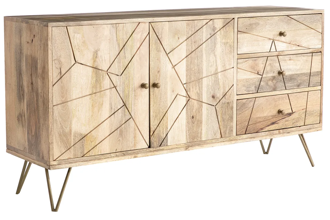 Cheap Miliboo Aparador en mango y metal dorado LINIUM