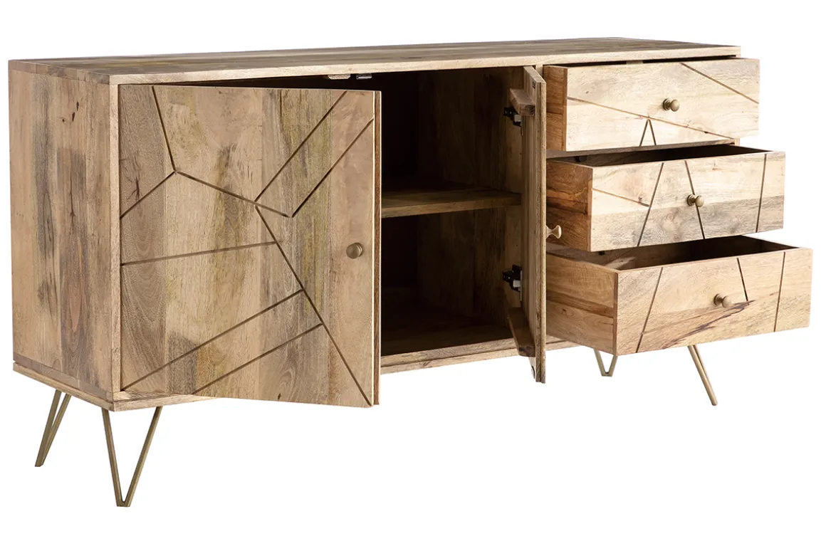 Cheap Miliboo Aparador en mango y metal dorado LINIUM
