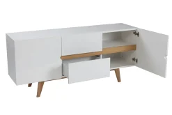 Online Miliboo Aparador escandinavo blanco brillante y fresno 160cm MELKA