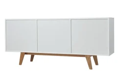 Online Miliboo Aparador escandinavo blanco brillante y fresno 160cm MELKA