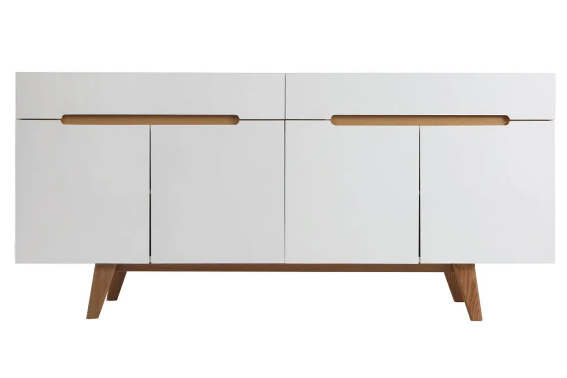 Flash Sale Miliboo Aparador escandinavo blanco brillante y fresno 180cm MELKA