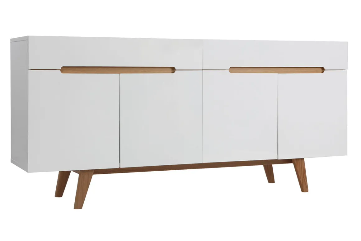 Flash Sale Miliboo Aparador escandinavo blanco brillante y fresno 180cm MELKA