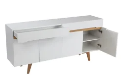 Flash Sale Miliboo Aparador escandinavo blanco brillante y fresno 180cm MELKA