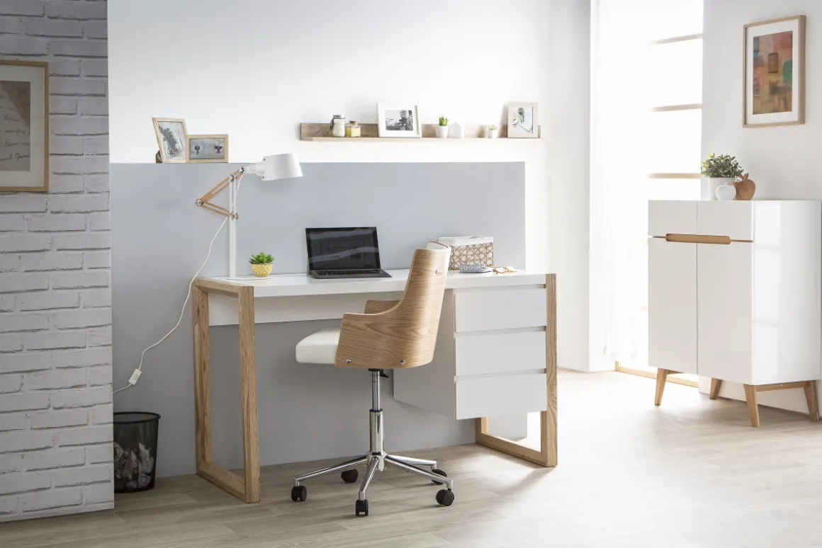 Online Miliboo Aparador escandinavo blanco y fresno 80cm MELKA