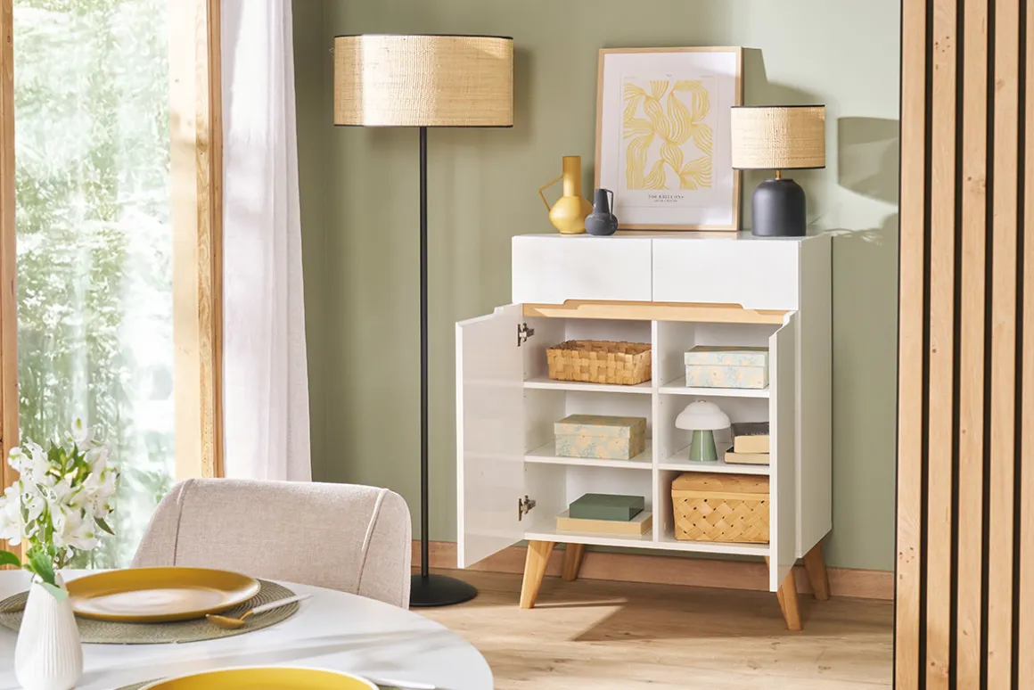 Online Miliboo Aparador escandinavo blanco y fresno 80cm MELKA