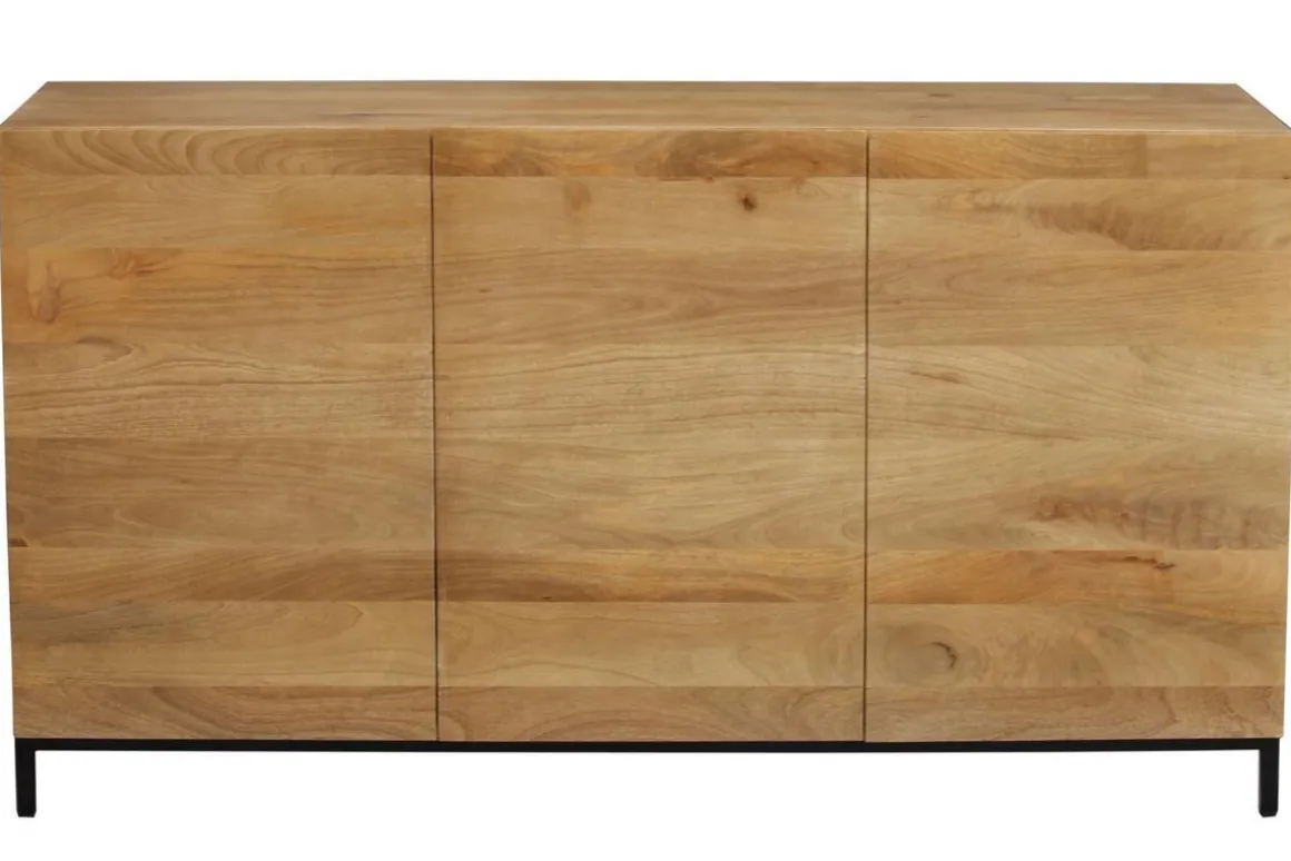 Shop Miliboo Aparador industrial 3 puertas en mango macizo y metal YPSTER