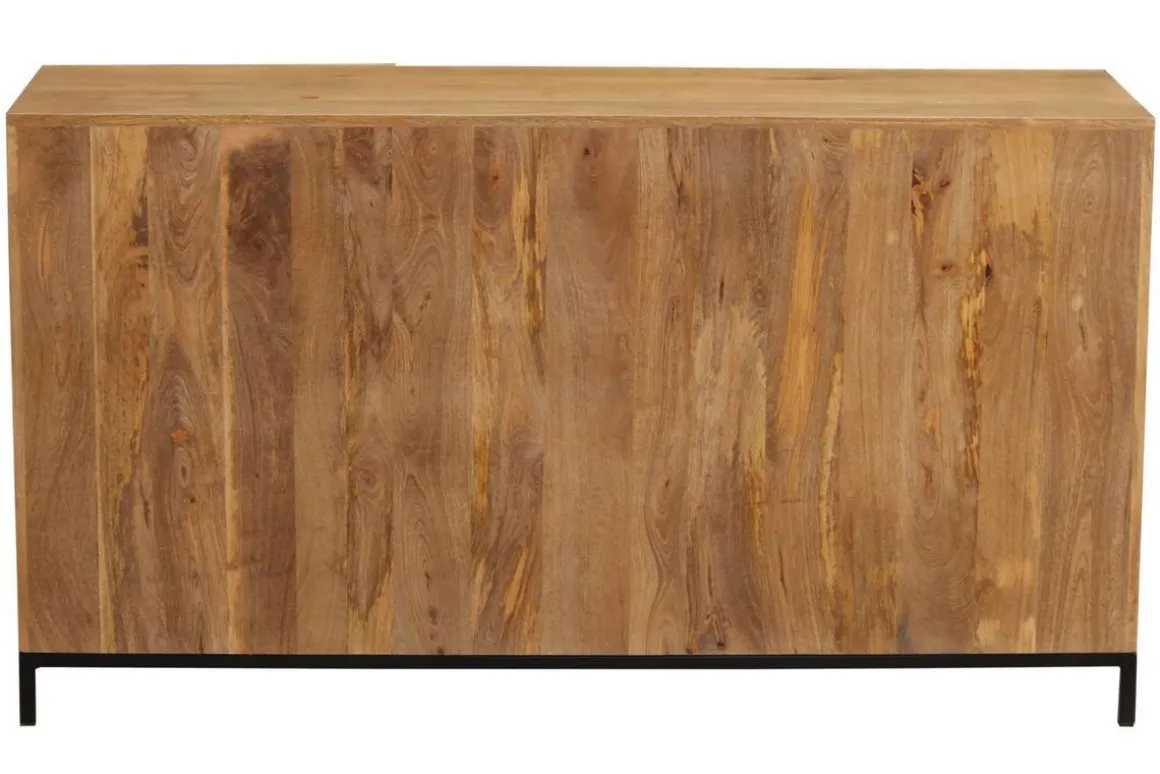 Shop Miliboo Aparador industrial 3 puertas en mango macizo y metal YPSTER