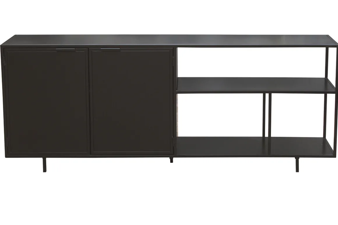 Shop Miliboo Aparador industrial de metal negro 2 puertas 180 KARL