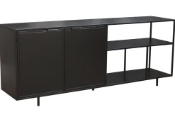 Shop Miliboo Aparador industrial de metal negro 2 puertas 180 KARL