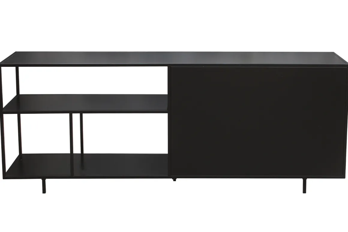 Shop Miliboo Aparador industrial de metal negro 2 puertas 180 KARL