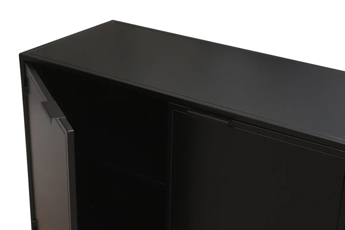 Shop Miliboo Aparador industrial de metal negro 2 puertas 180 KARL