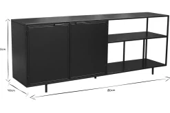 Shop Miliboo Aparador industrial de metal negro 2 puertas 180 KARL