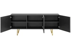 Discount Miliboo Aparador negro y dorado 3 puertas 160 cm OZEN