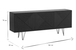 Discount Miliboo Aparador negro y dorado 3 puertas 160 cm OZEN