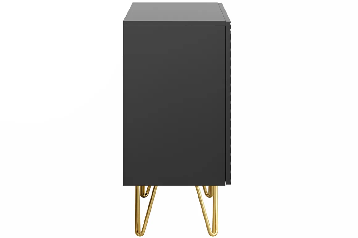 Best Miliboo Aparador negro y metal dorado 2 puertas 107 cm OZEN