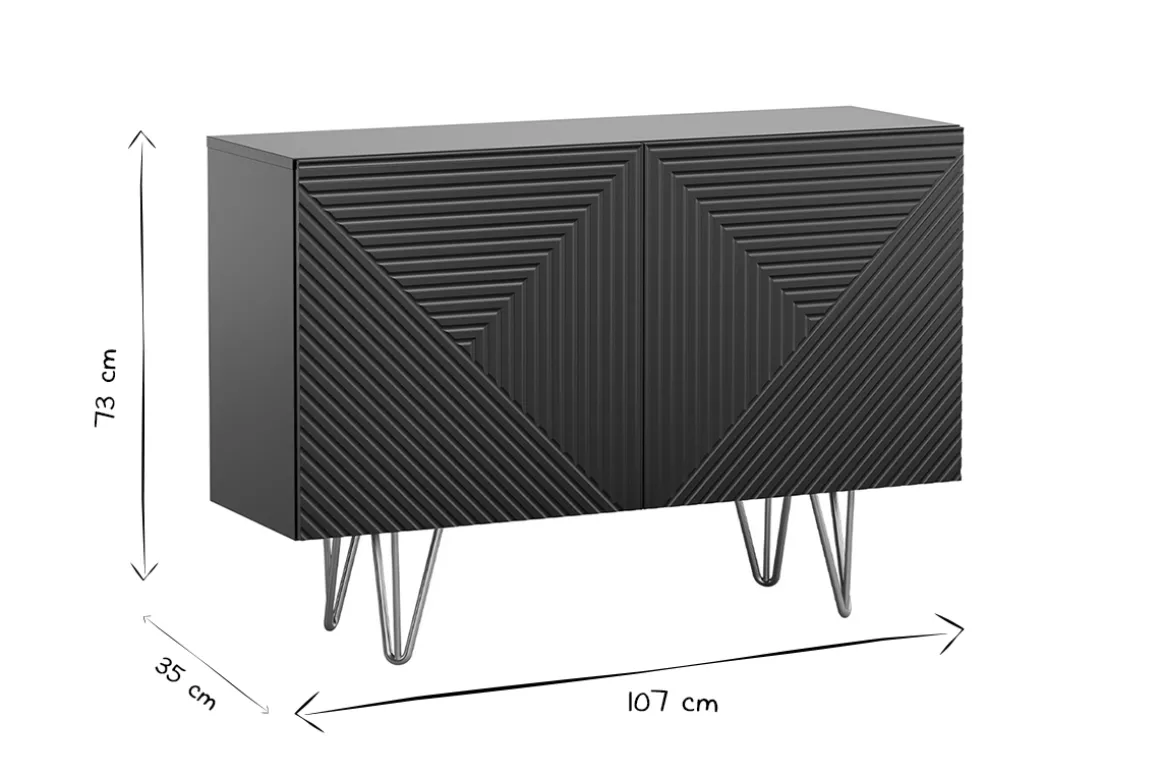 Best Miliboo Aparador negro y metal dorado 2 puertas 107 cm OZEN