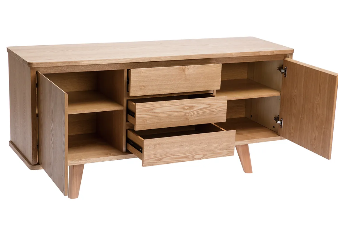 Flash Sale Miliboo Aparador nórdico de fresno con puertas y cajones 160 cm FIFTIES