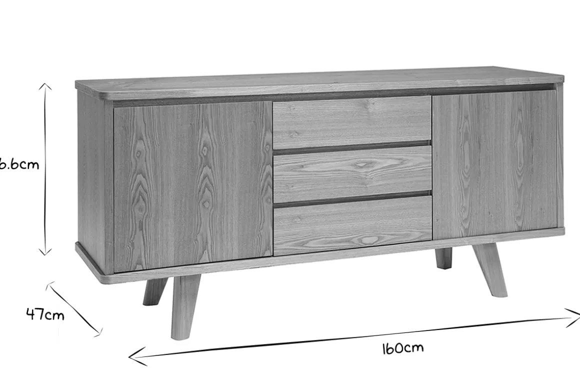 Flash Sale Miliboo Aparador nórdico de fresno con puertas y cajones 160 cm FIFTIES
