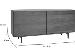 Store Miliboo Aparador vintage con 4 puertas de madera oscura 160 cm SUVA