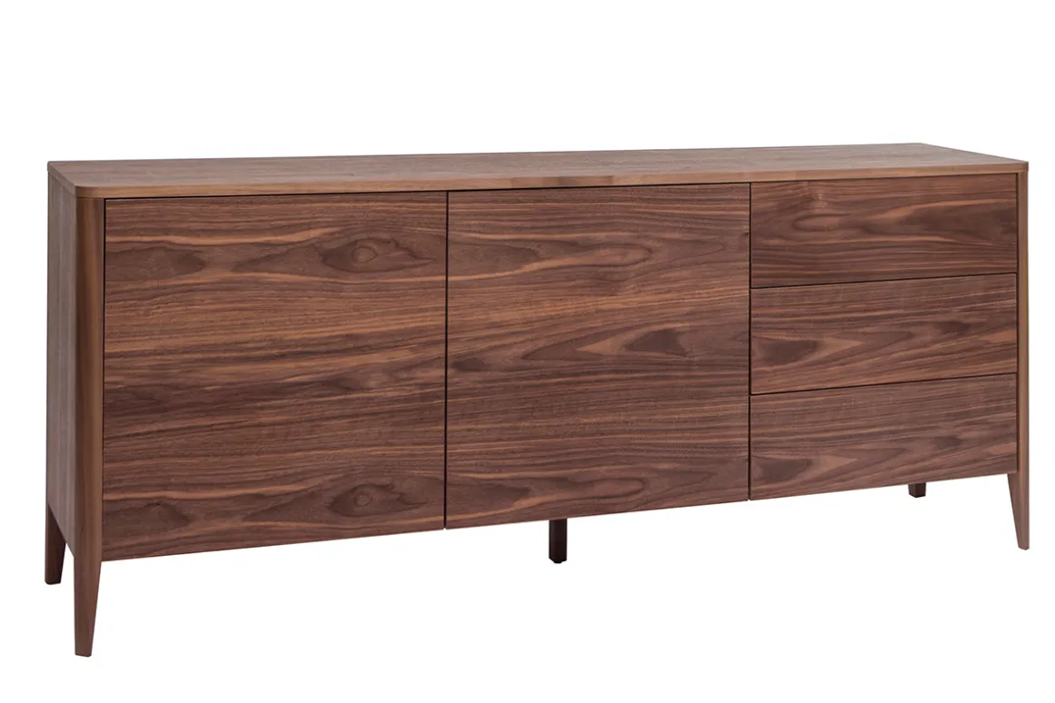 Outlet Miliboo Aparador vintage con 2 puertas y 3 cajones nogal 180 cm BENJA
