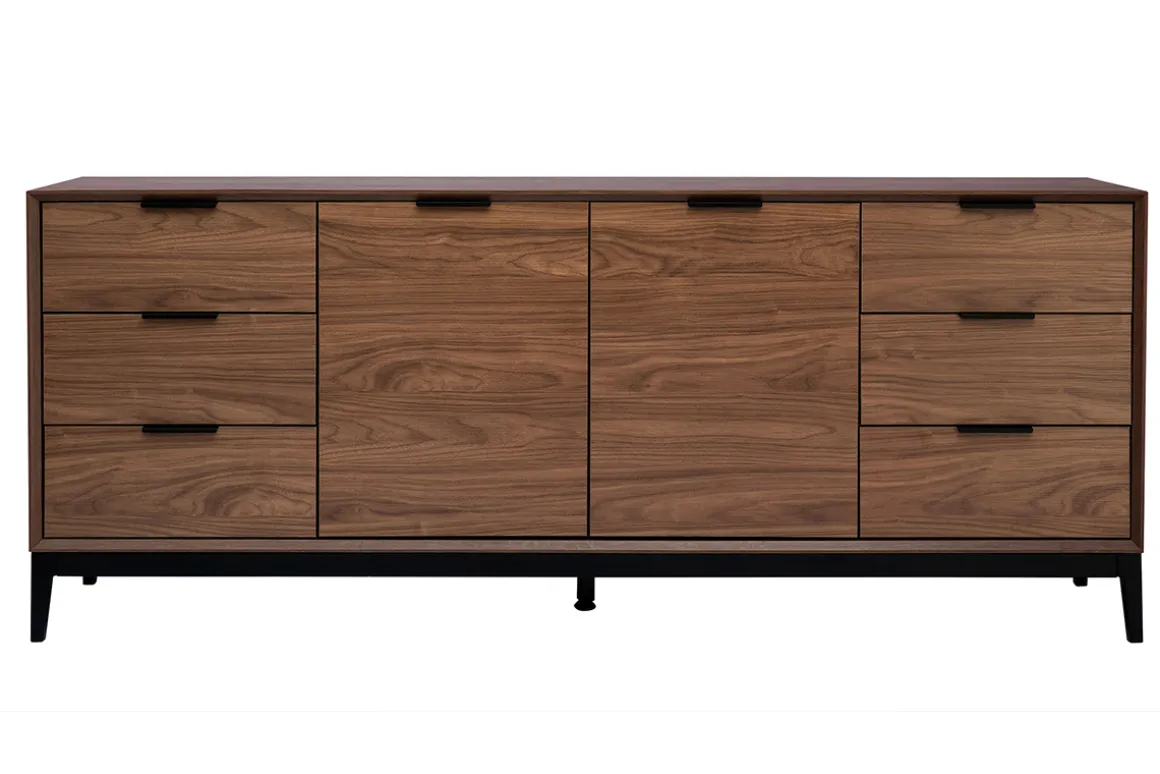 Fashion Miliboo Aparador vintage con acabado de madera de nogal oscuro y metal negro con almacenaje 180 cm SARTO