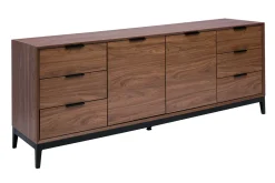Fashion Miliboo Aparador vintage con acabado de madera de nogal oscuro y metal negro con almacenaje 180 cm SARTO