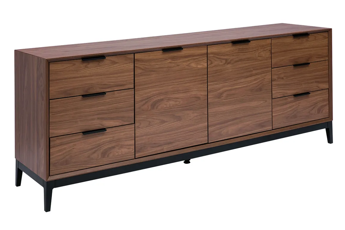 Fashion Miliboo Aparador vintage con acabado de madera de nogal oscuro y metal negro con almacenaje 180 cm SARTO