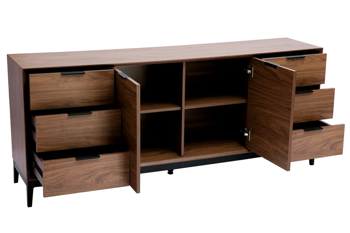 Fashion Miliboo Aparador vintage con acabado de madera de nogal oscuro y metal negro con almacenaje 180 cm SARTO